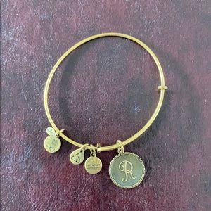 Alex and Ani bangle bracelet w/“R” Charm